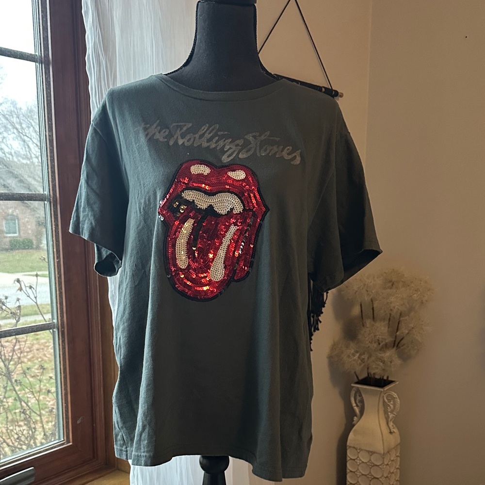 Lucky Brand Gray Rolling Stones Tee